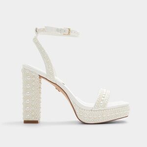 Aldo Lulu Pearl Strappy Block Heel Platform Sandal size 8